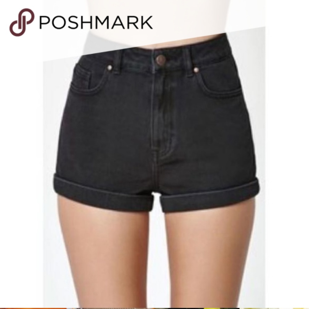 Kendall & Kylie High Waisted Black Shorts Cuffed